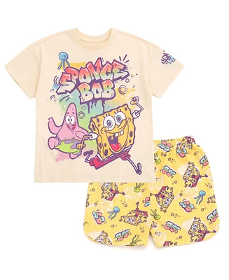 SpongeBob SquarePants Girls T-Shirt and French Terry Shorts Outfit Set
