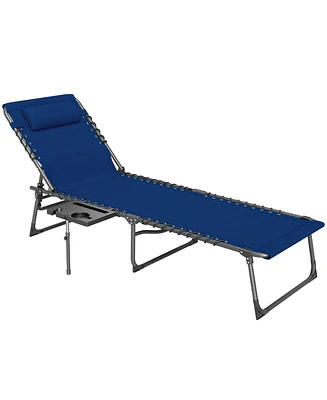 Outsunny Folding Chaise Lounge ning Chair w/ Adjustable Back