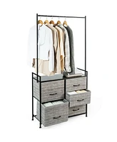 5 Fabric Drawers Dresser with Metal Frame and Wooden Top