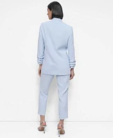 Dkny Womens Ruched Sleeve Open Front Blazer Cropped Straight Leg Pants