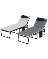 Outsunny Outdoor Lounge Chairs, Reclining Folding Chaise Lounge, /