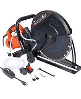 Electric 14" Cut Off Saw Wet/Dry Concrete Saw Cutter Guide Roller with Water Line Attachment