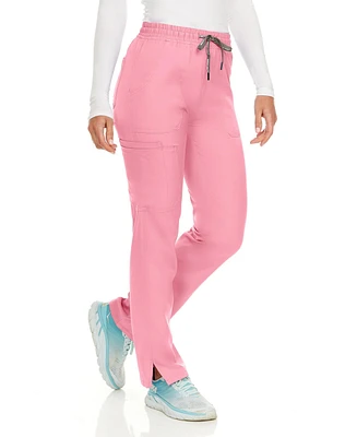 Medichic Petite Terri Stretch Straight Leg Six Pocket Cargo Scrub Pants, Ceil, X Large