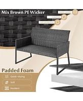 Gymax 8 Piece Patio Weather Resistant Wicker Furniture Set Outdoor Conversation Set w/ Quick Dry Foam