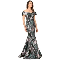 Lara Women's Fitted, Mermaid Brocade Gown