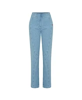 Pcfg Women's Stitch Detail Straight Fit Denim