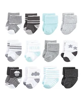 Hudson Baby Boys Unisex Cotton Rich Newborn and Terry Socks, Sheep 12-Pack, 0-6 Months