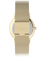 Timex Women's Quartz Analog Gold-Tone Stainless Steel Watch, 34mm