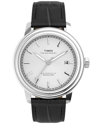Timex Men's Mechanical Automatic Black Leather Watch