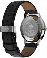 Timex Men's Quartz Analog Black Leather Watch, 39mm