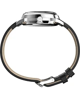 Timex Unisex Quartz Analog Black Leather Watch, 38mm