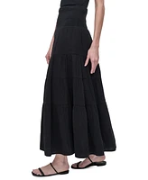 Dkny Jeans Petite Cotton Smocked-Waist Tiered Maxi Skirt