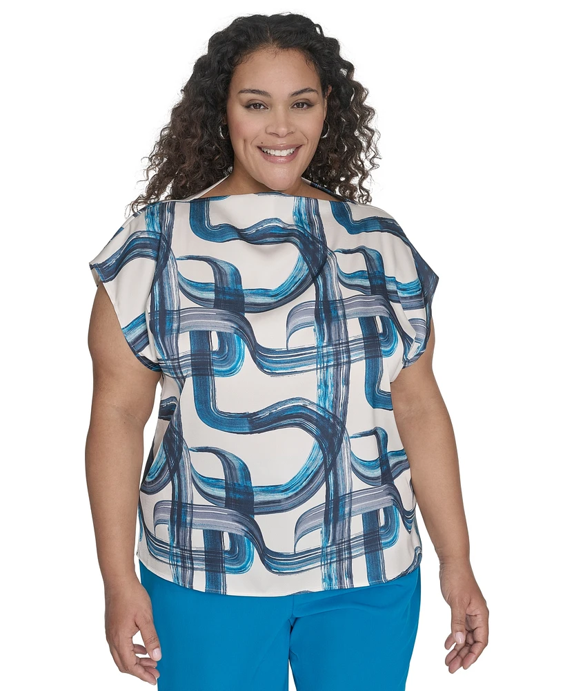 Calvin Klein Plus Printed Cap Sleeve Top