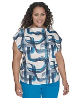 Calvin Klein Plus Printed Cap Sleeve Top
