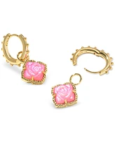 Kendra Scott 14k Gold-Plated Removable Rose Charm Huggie Hoop Earrings