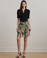 Lauren Ralph Petite Floral Crinkle Georgette Skirt