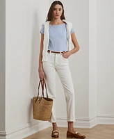Lauren Ralph Petite Beaded-Logo Cotton Jersey Tee