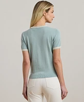 Lauren Ralph Petite Two-Tone Short-Sleeve Sweater