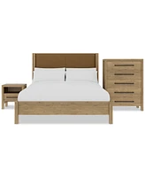 Davie 3-Pc. King Set (Leather Bed, Chest & -Drawer Nightstand
