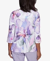 Alfred Dunner Petite Crystal Springs Dramatic Flower Top