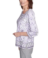 Alfred Dunner Petite Crystal Springs Border Medallion Kaleidoscope Top