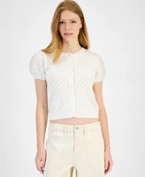 And Now This Petite Pointelle-Knit Button-Front Cardigan, Exclusively at Macy's