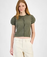 And Now This Petite Pointelle-Knit Button-Front Cardigan, Exclusively at Macy's