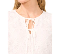 CeCe Women's Lace Split-Neck Peplum Tank