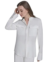 Halston Women's Long-Sleeve Button-Front Shirt