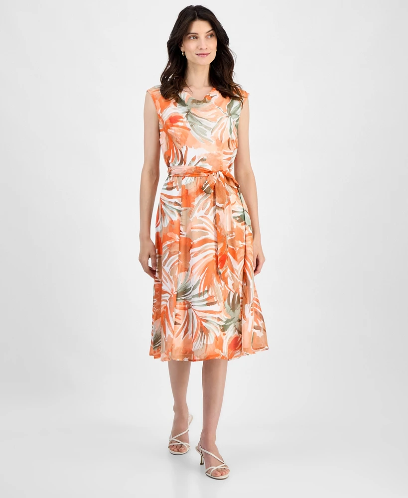 Kasper Women's Printed Cowl-Neck Chiffon Dress