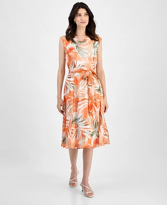 Kasper Women's Printed Cowl-Neck Chiffon Dress