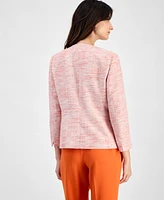 Kasper Women's Tweed Collarless Open-Front Jacket