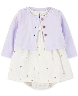 Carter's Baby Girls Cotton Bodysuit Dress & Cardigan, 2 Piece Set
