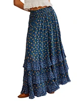 Free People Women's Brynn Printed Ruffle Maxi Skirt