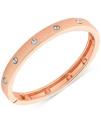 Guess Rose Gold-Tone Hinge Bracelet with Clear Stones