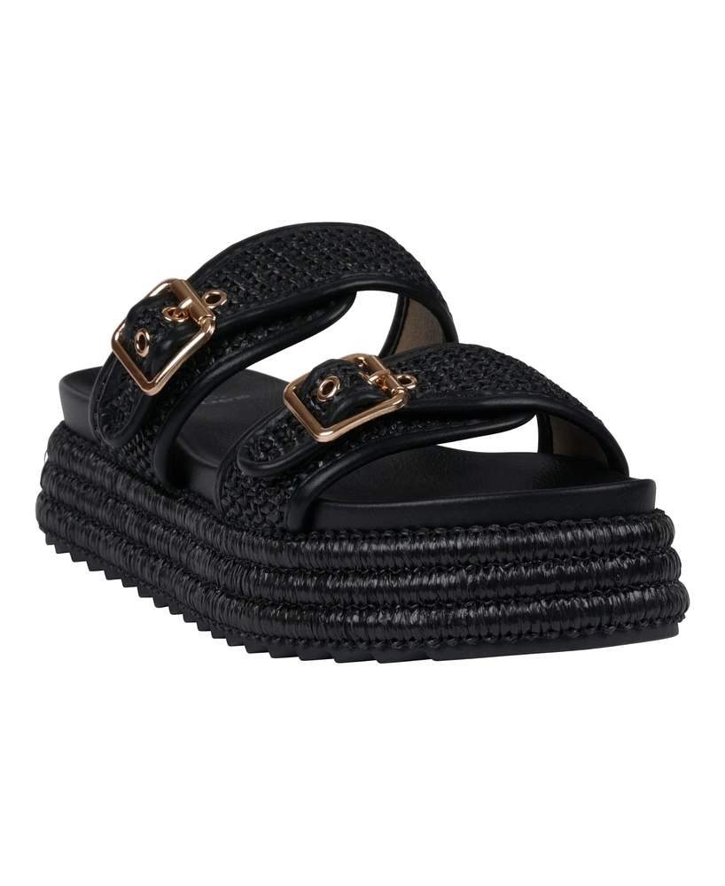 Gc Shoes Women's Lorena Woven Double Band Slide Platform Sandals