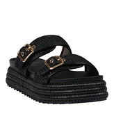 Gc Shoes Women's Lorena Woven Double Band Slide Platform Sandals