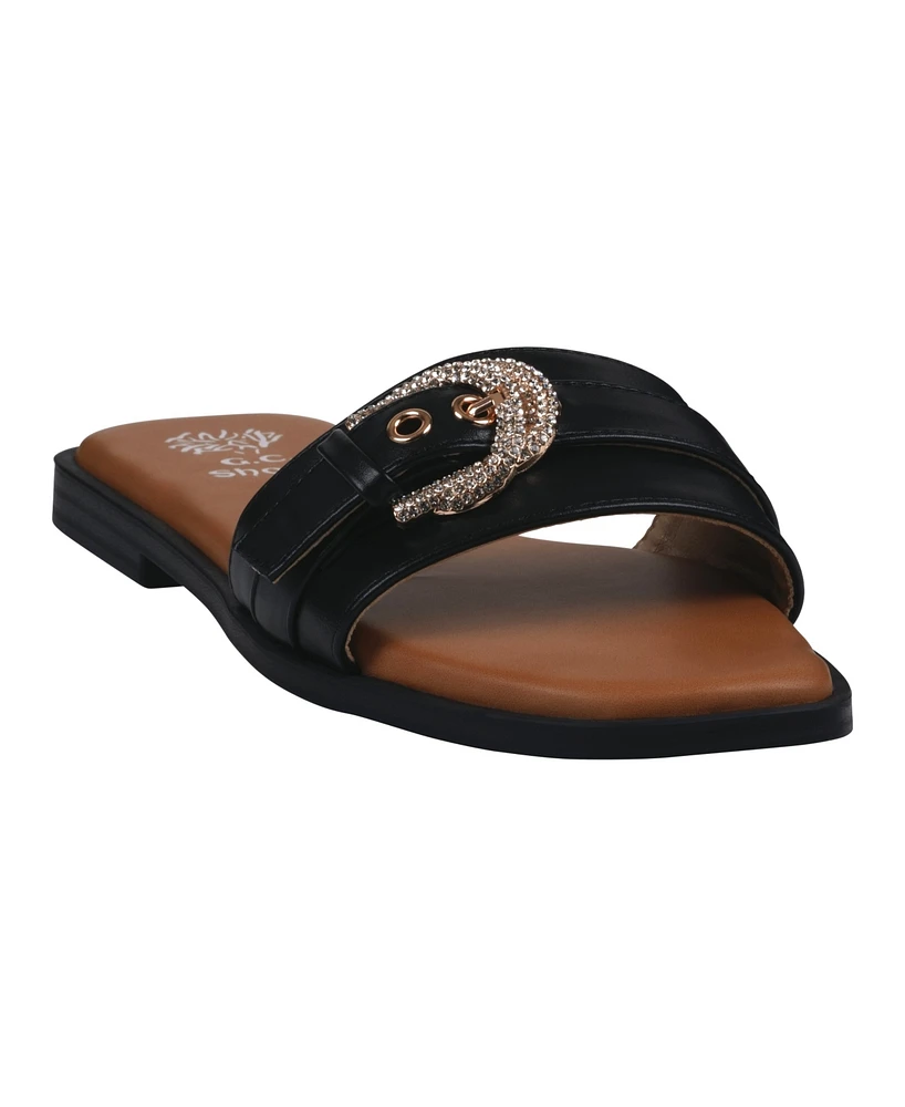 Gc Shoes Women's Kenna Embellished Buckle Flat Sandals