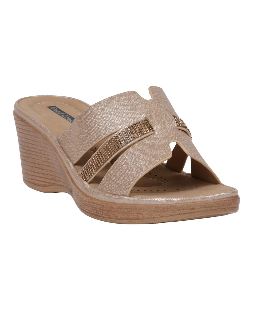 Gc Shoes Women's Frances Embellished Wedge Sandals