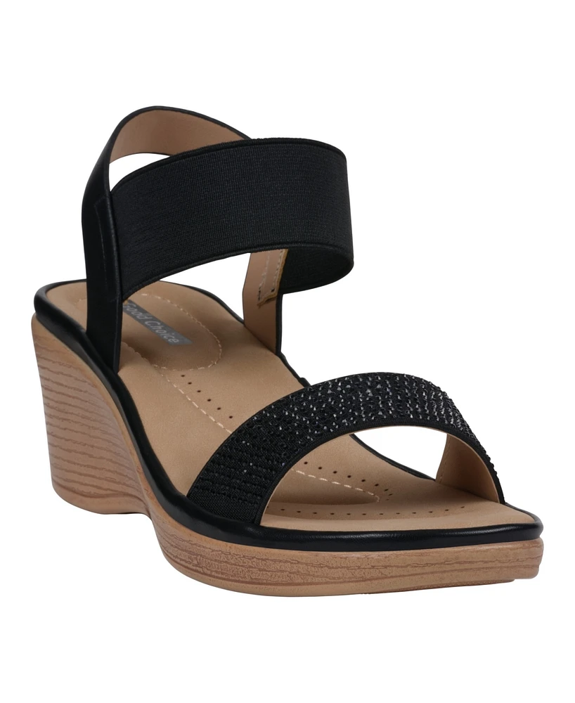 Gc Shoes Women's Nia Embellished Elastic Wedge Sandals