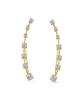 Bling Jewelry Cz Curved Crawlers Wire Cubic Zirconia Ear Cuff Cartilage Earring Gold Plated