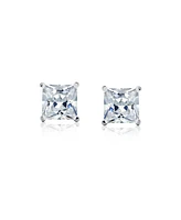 Bling Jewelry Classic Cubic Zirconia Square Cz Solitaire Stud Earrings Security Screw Back .925 Sterling Silver