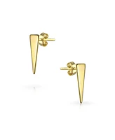 Bling Jewelry Minimalist Geometric Triangle Arrow Tiny Stud Earrings Gold Plated .925 Sterling Silver