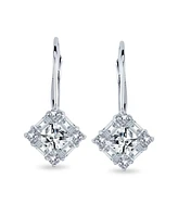 Bling Jewelry Deco Style Cz Baguette Lever back Drop Earrings Prom Sterling Silver