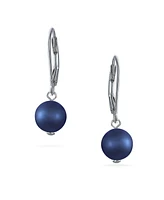 Bling Jewelry Classic Black White Pink Grey Round Freshwater Cultured Pearl Drop Dangle Bead Ball Earrings .925 Sterling Silver Lever back