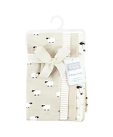 Hudson Baby Boys and Girls Cotton Poly Flannel Burp Cloths 8-Pack, Taupe Sheep, One Size