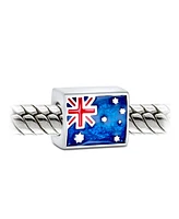 Bling Jewelry Australian Flag Charm Bead Sterling Silver European Bracelet - Red White Blue