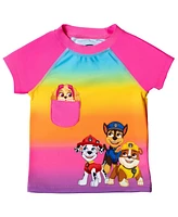 Paw Patrol Little Girls Rash Guard Tankini Top and Bikini Bottom 3 Piece Swimsuit Set