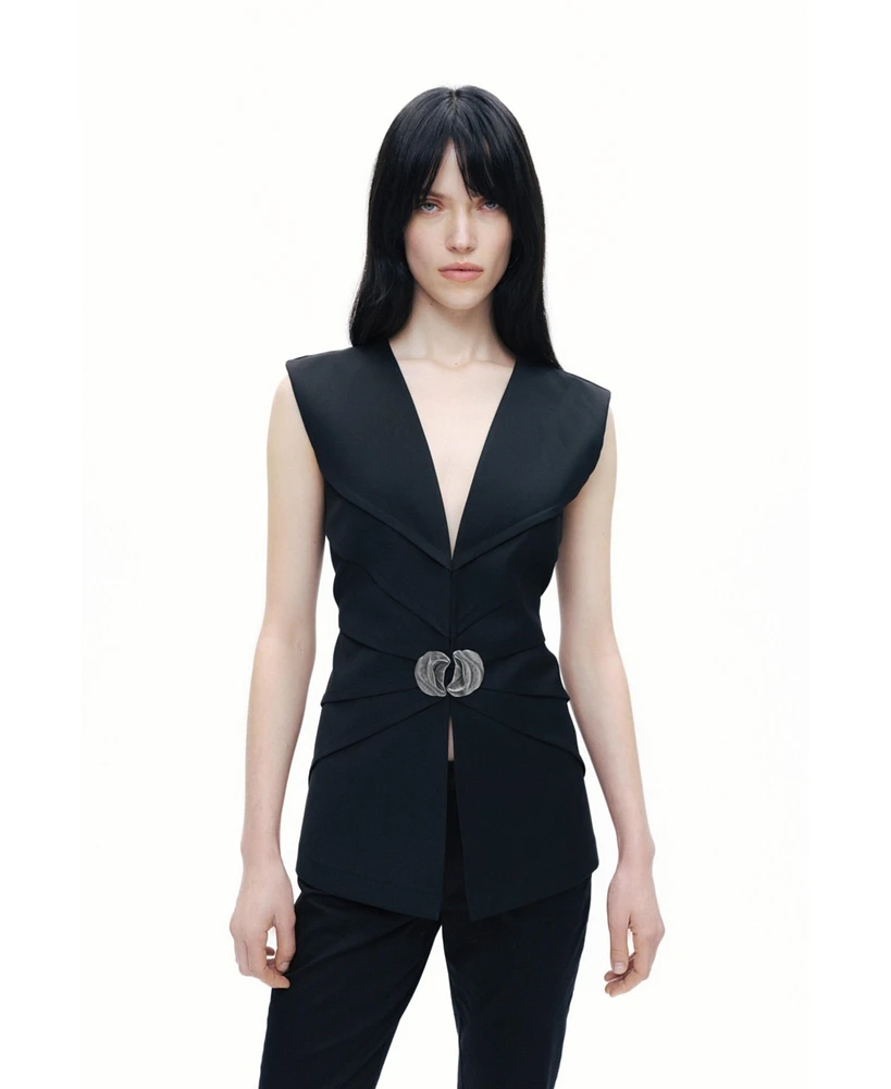 Nocturne Women's Metal Accessory Detailed Vest
