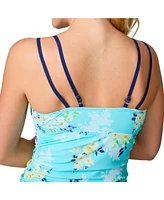 Free Country Women's Side Shirred V-Neck Tankini Top